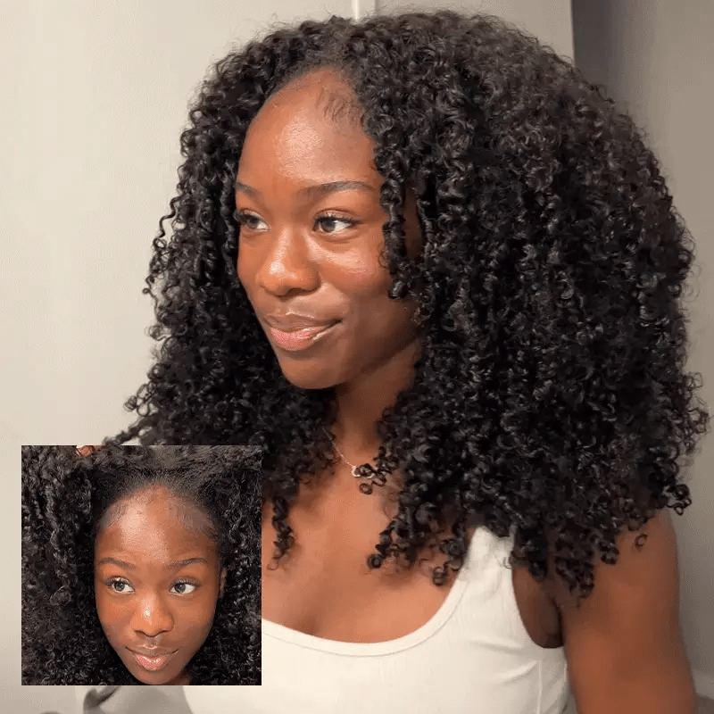 [WEAR GO HALF WIG] HWP Lux Half Wig Human Hair Glueless Wigs Upgrade 3 IN 1 Half Wig Kinky curly