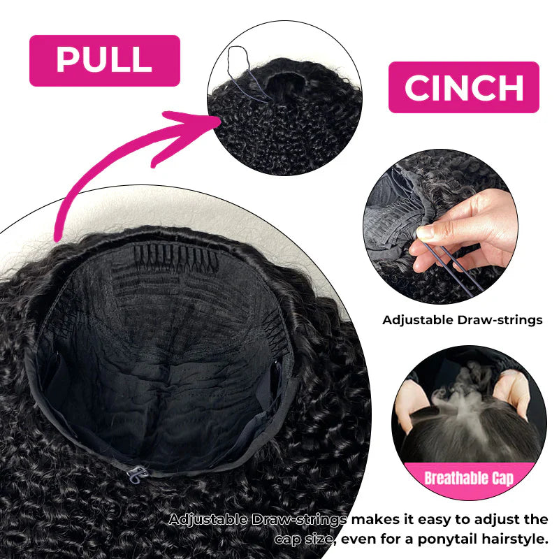 [WEAR GO HALF WIG] HWP Lux Half Wig Human Hair Glueless Wigs Upgrade 3 IN 1 Half Wig Kinky curly