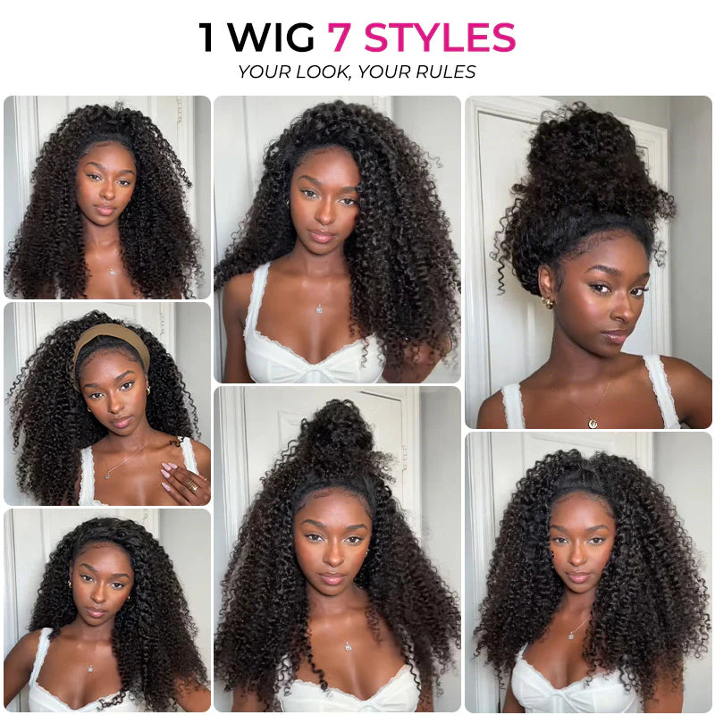 [WEAR GO HALF WIG] HWP Lux Half Wig Human Hair Glueless Wigs Upgrade 3 IN 1 Half Wig Kinky curly